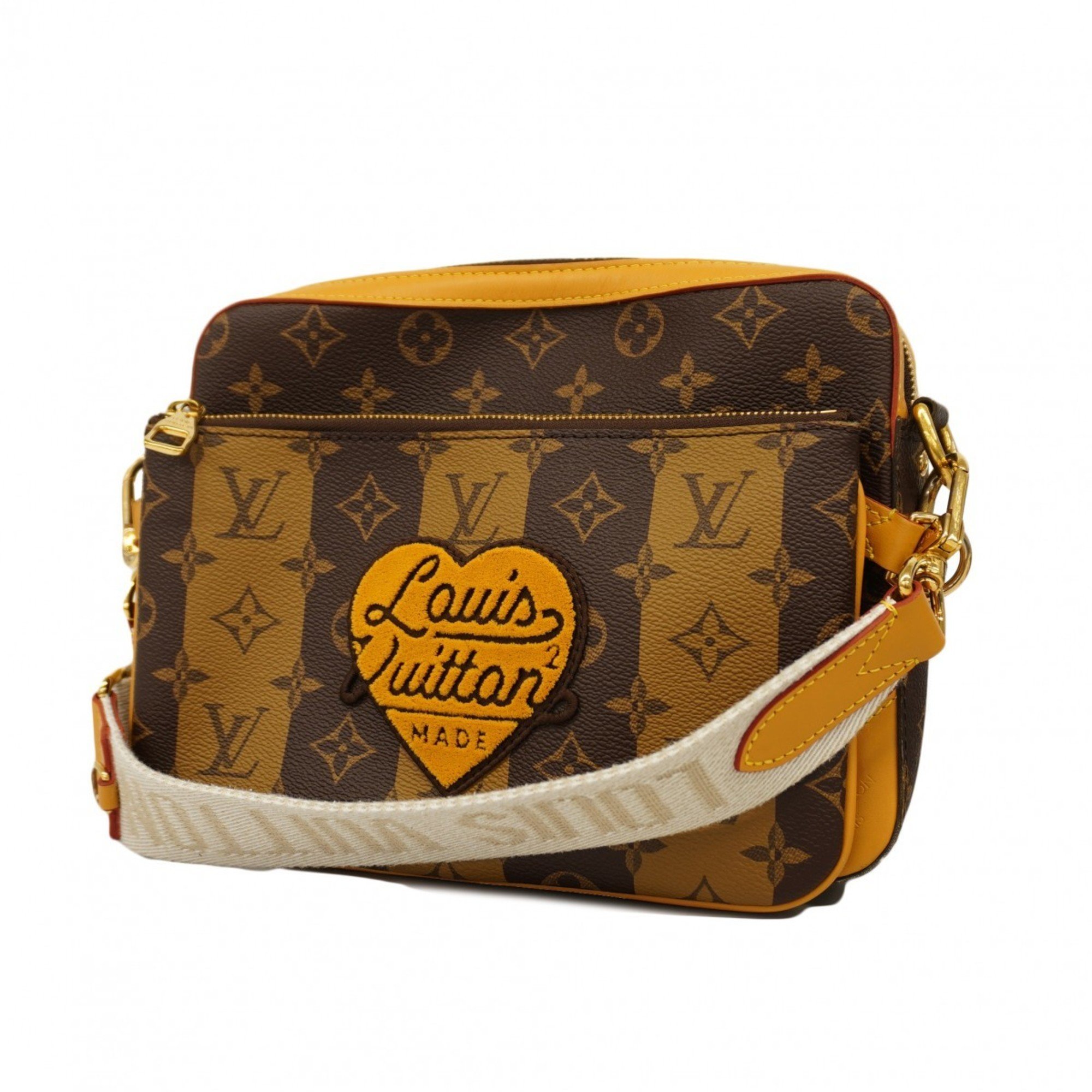 Louis Vuitton Shoulder Bag Monogram Stripe Trio M45965 Brown NIGO Collaboration Women's