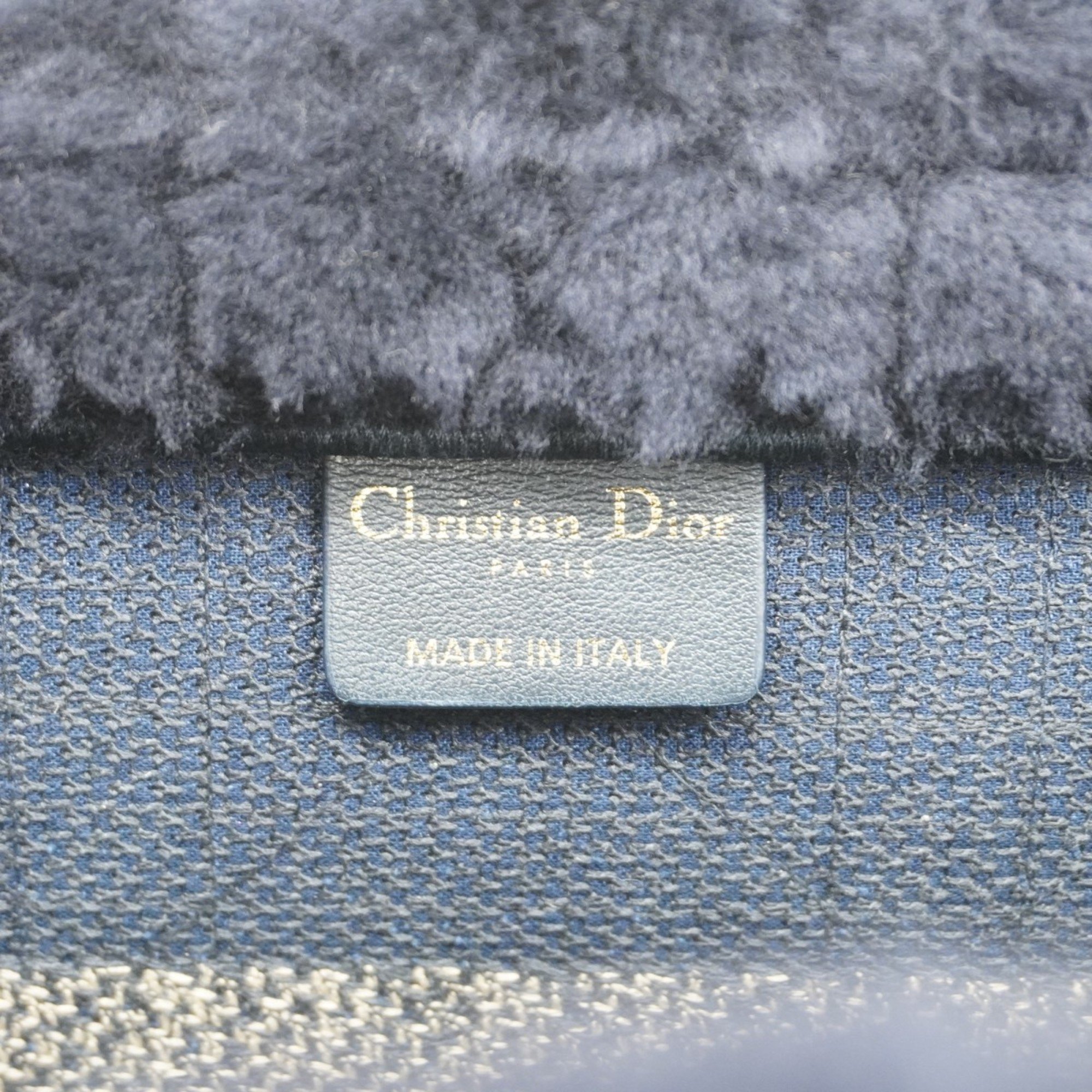 Christian Dior Tote Bag Book Fur Navy Women's