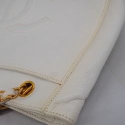 chanel shoulder bag caviar skin white ladies