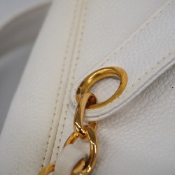 chanel shoulder bag caviar skin white ladies