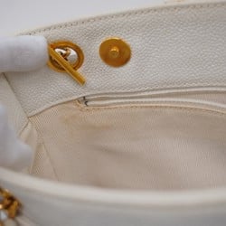 chanel shoulder bag caviar skin white ladies