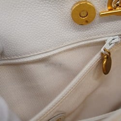 chanel shoulder bag caviar skin white ladies