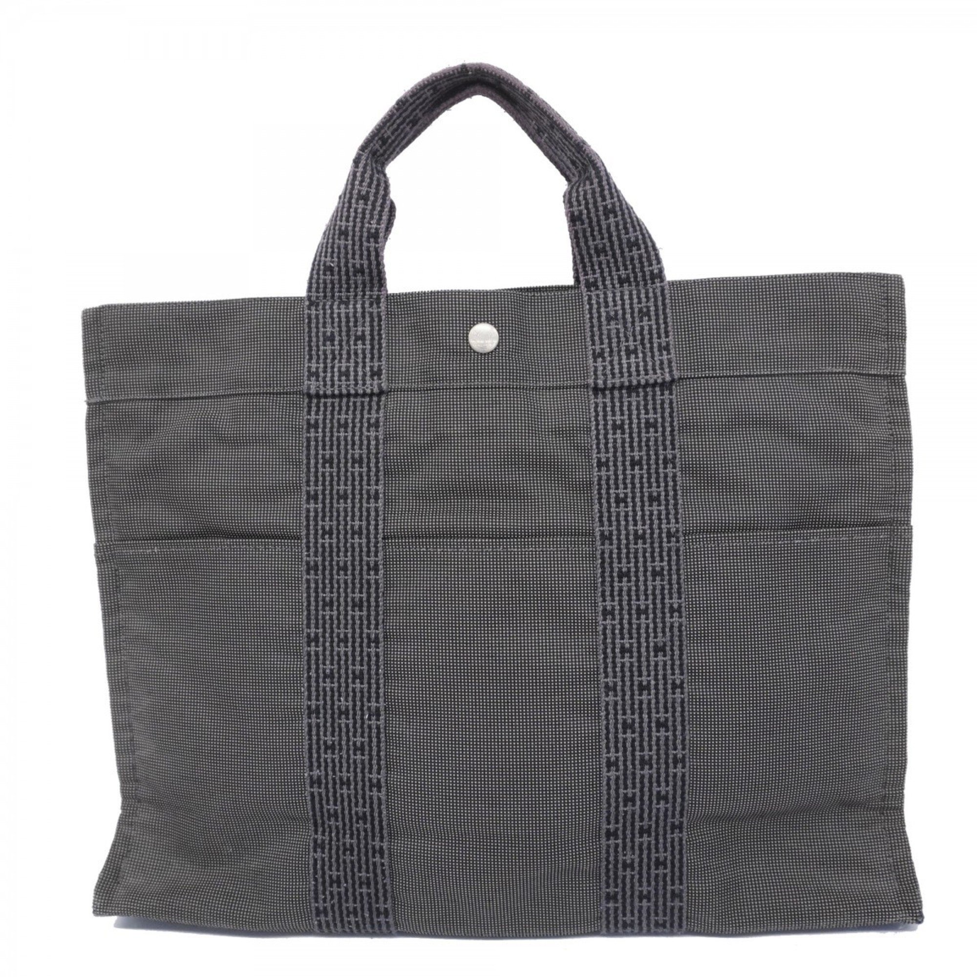 Hermes Tote Bag Air Line MM Canvas Black Women's