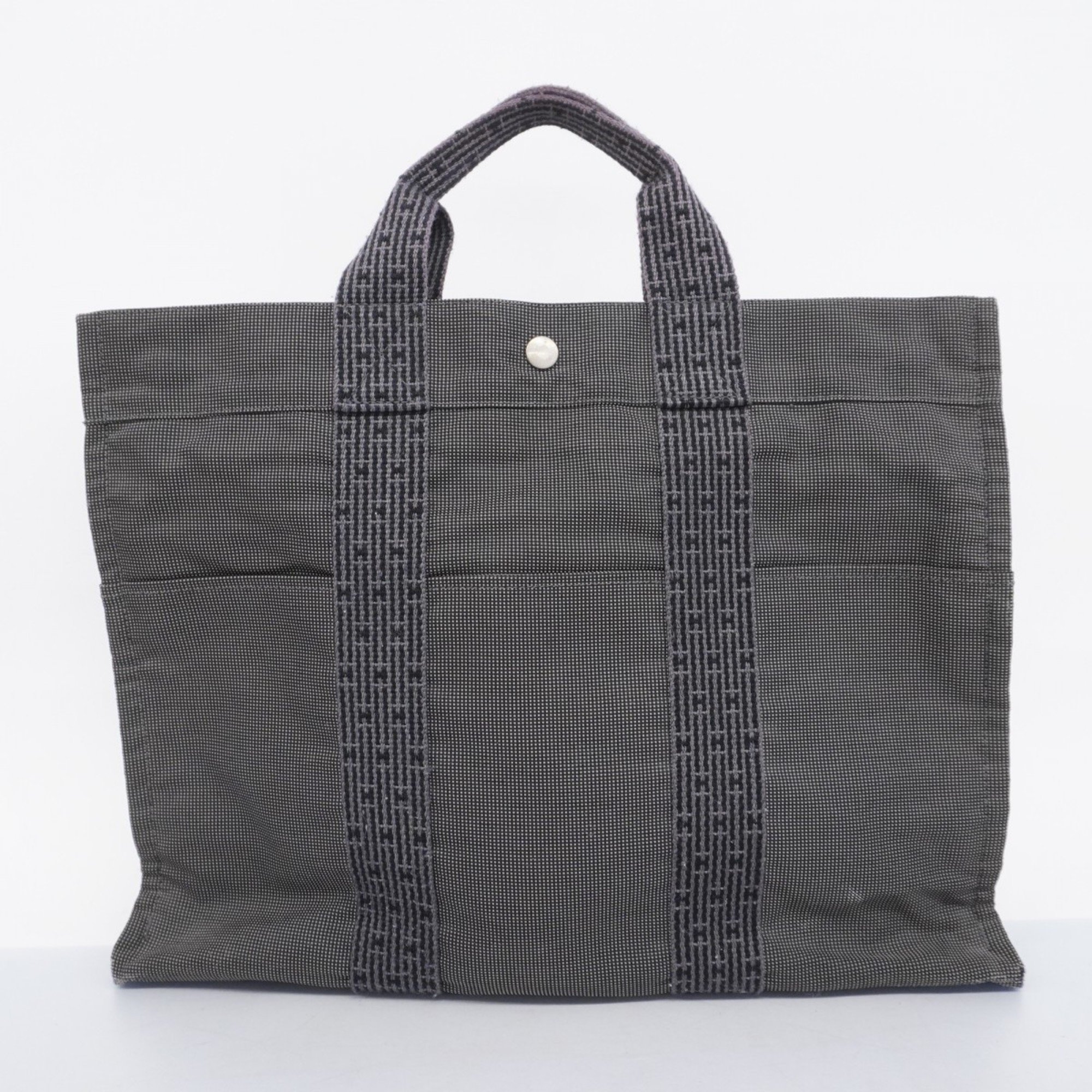 Hermes Tote Bag Air Line MM Canvas Black Women's