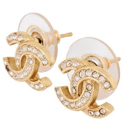 CHANEL Coco Mark Earrings Rhinestone GP F17V Gold Women's