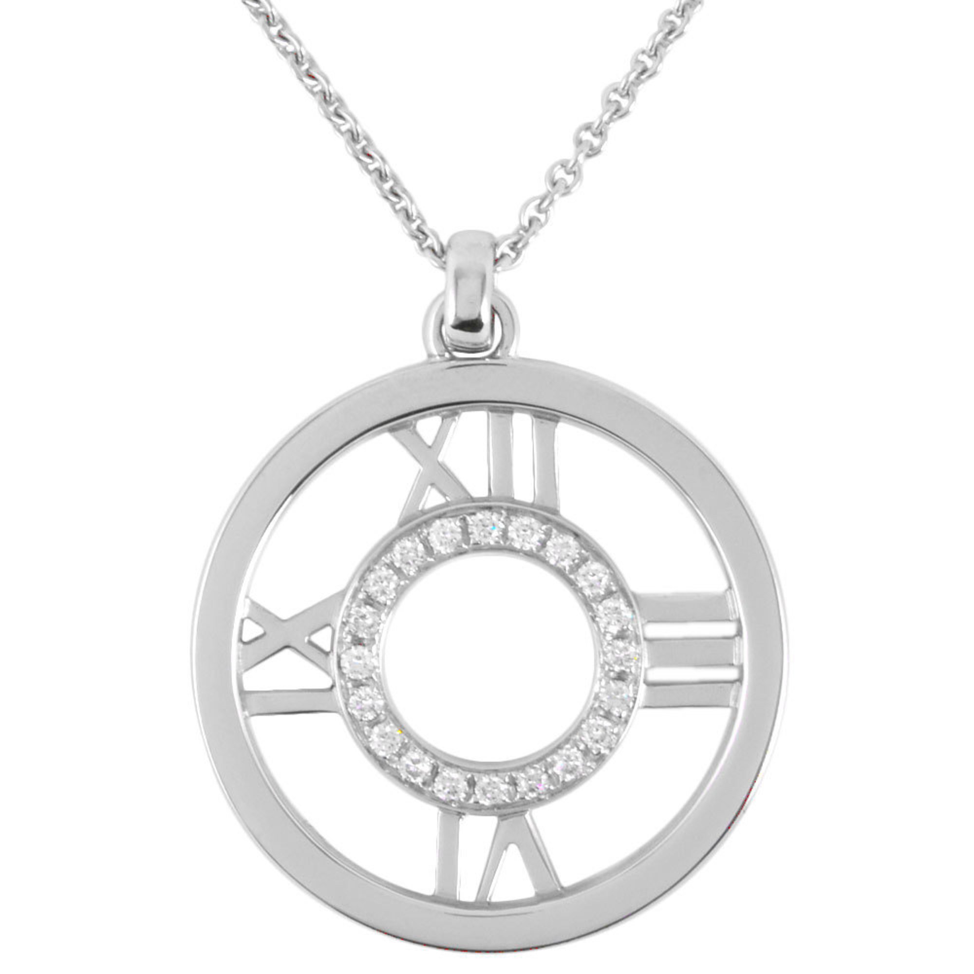 Tiffany & Co. Atlas Necklace K18WG Medallion Ladies