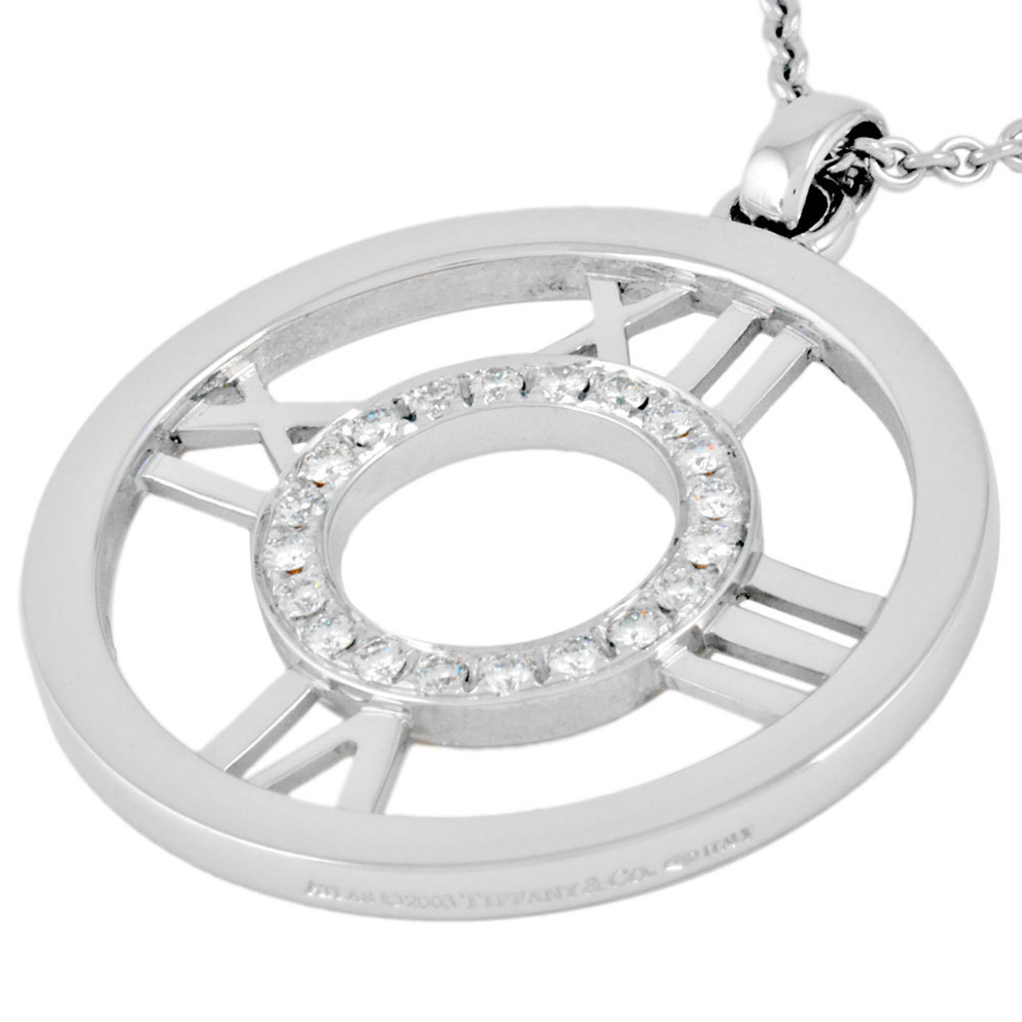 Tiffany & Co. Atlas Necklace K18WG Medallion Ladies