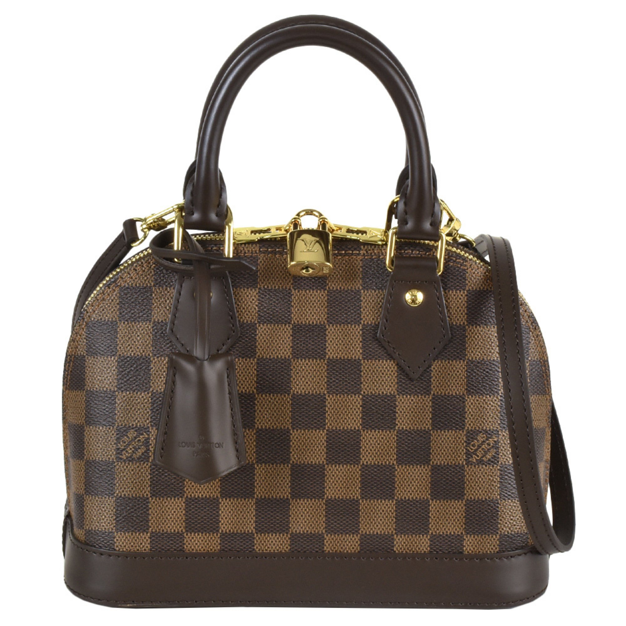 Louis Vuitton Alma BB Handbag Damier Ebene Leather N41221 Brown RFID Women's