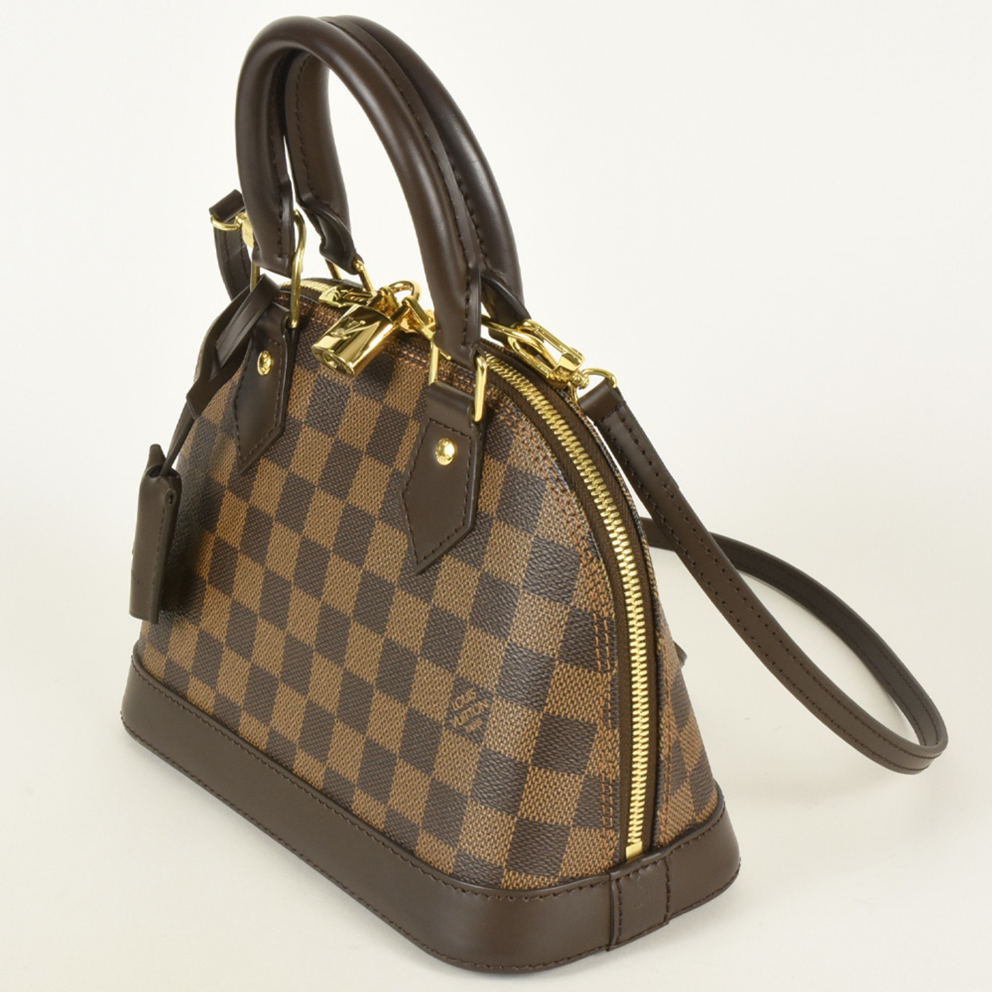 Louis Vuitton Alma BB Handbag Damier Ebene Leather N41221 Brown RFID Women's