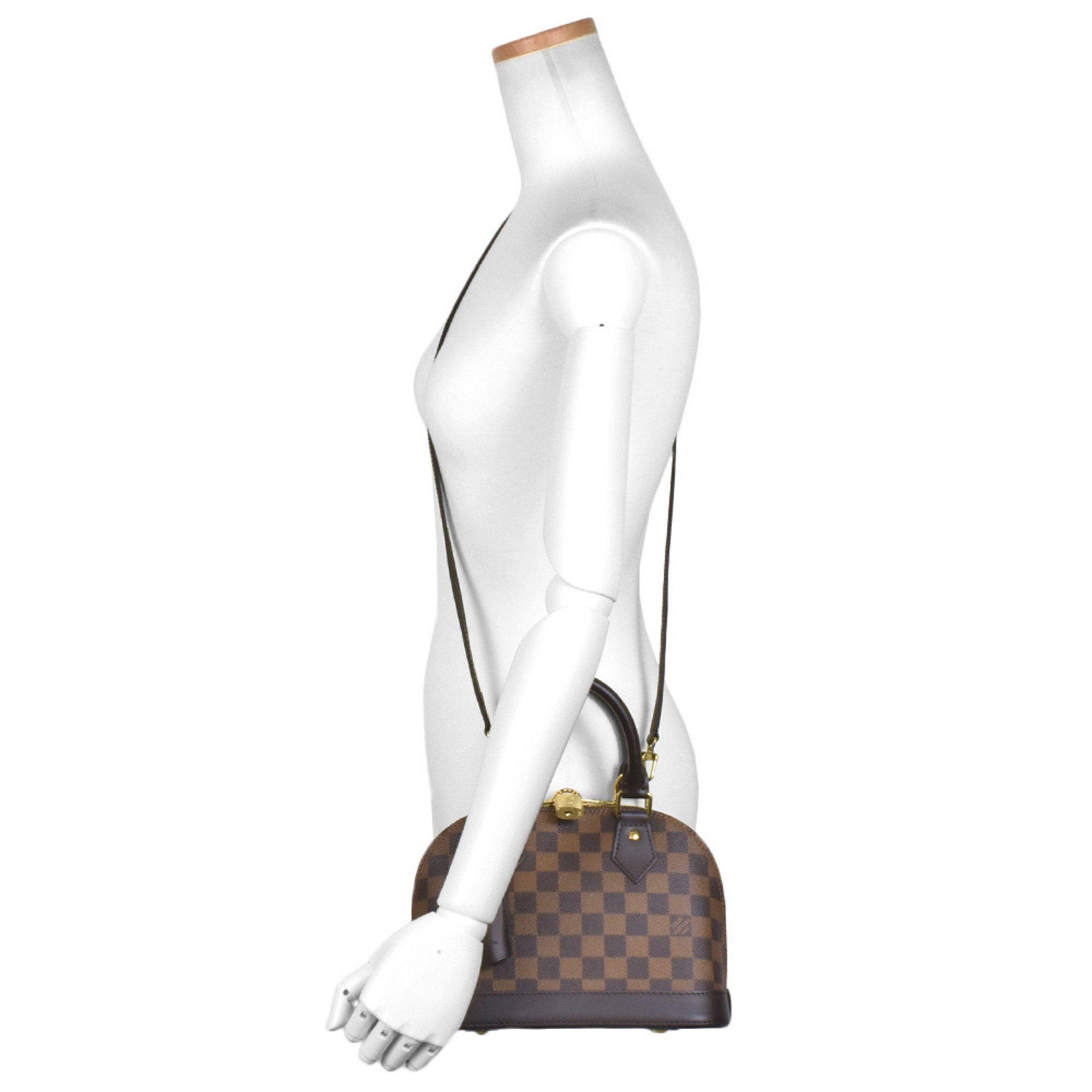 Louis Vuitton Alma BB Handbag Damier Ebene Leather N41221 Brown RFID Women's