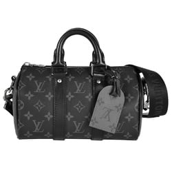 Louis Vuitton Keepall Bandouliere 25 M46271 Shoulder bag PVC coated canvas Leather Black Metal black hardware RFID tag