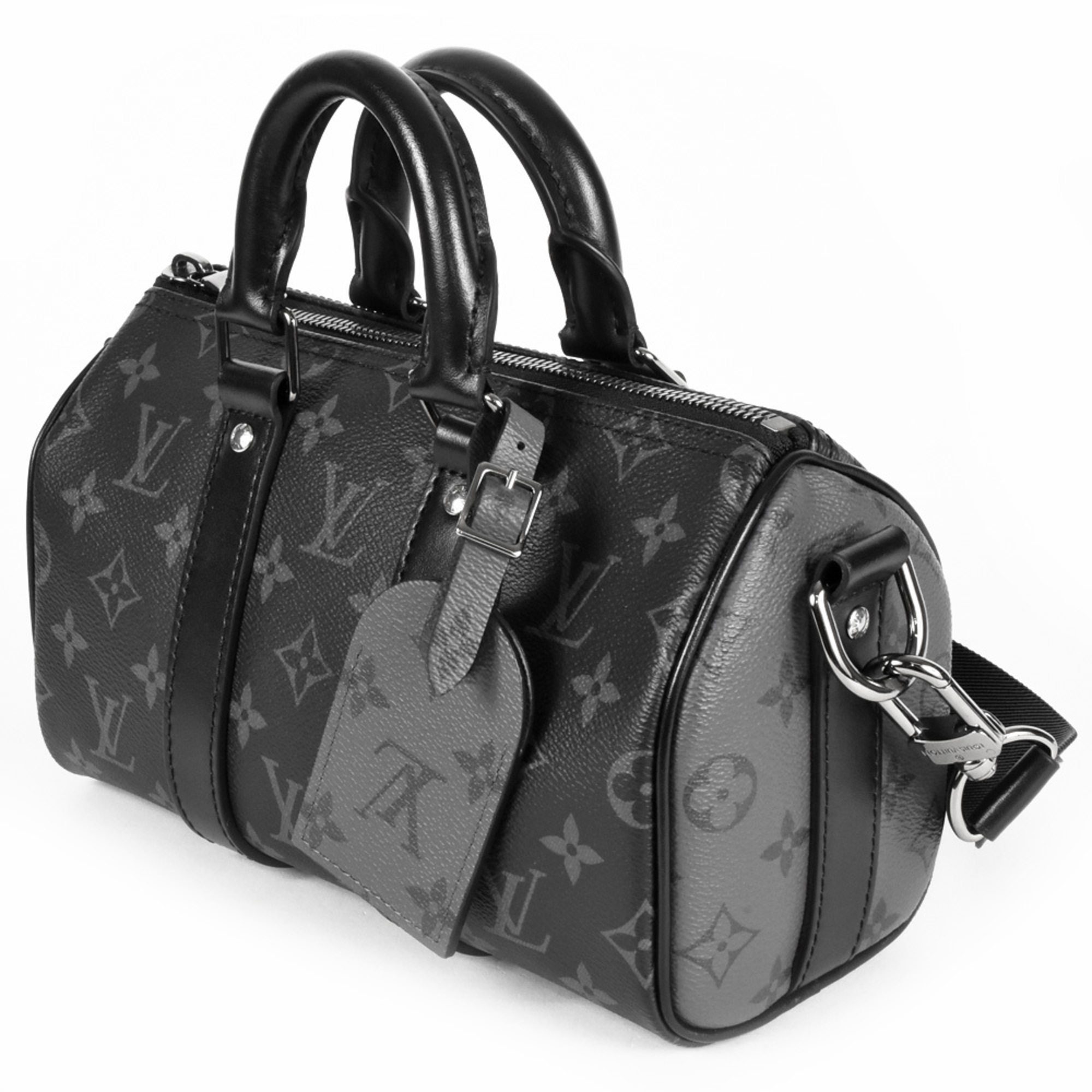 Louis Vuitton Keepall Bandouliere 25 M46271 Shoulder bag PVC coated canvas Leather Black Metal black hardware RFID tag