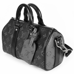 Louis Vuitton Keepall Bandouliere 25 M46271 Shoulder bag PVC coated canvas Leather Black Metal black hardware RFID tag