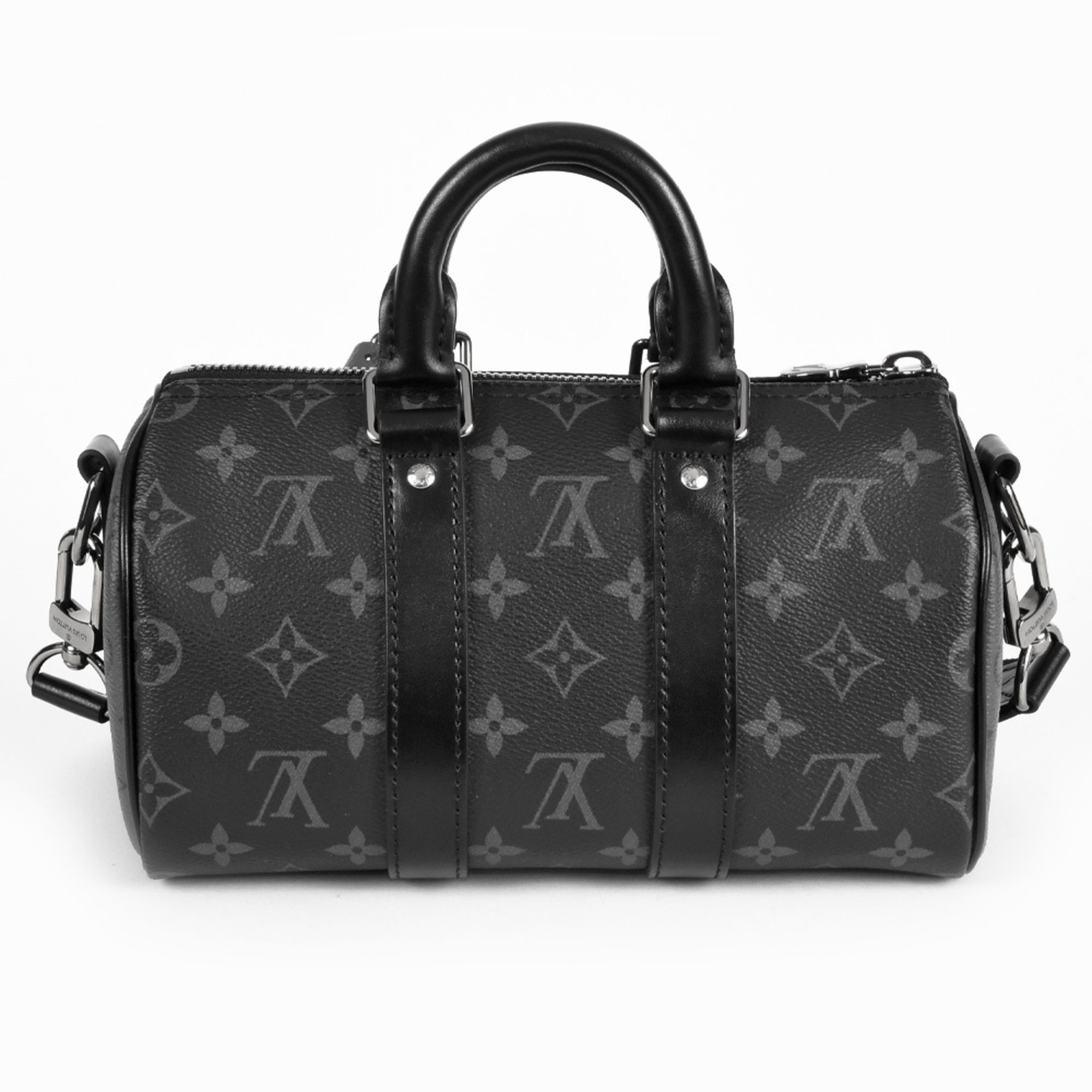 Louis Vuitton Keepall Bandouliere 25 M46271 Shoulder bag PVC coated canvas Leather Black Metal black hardware RFID tag