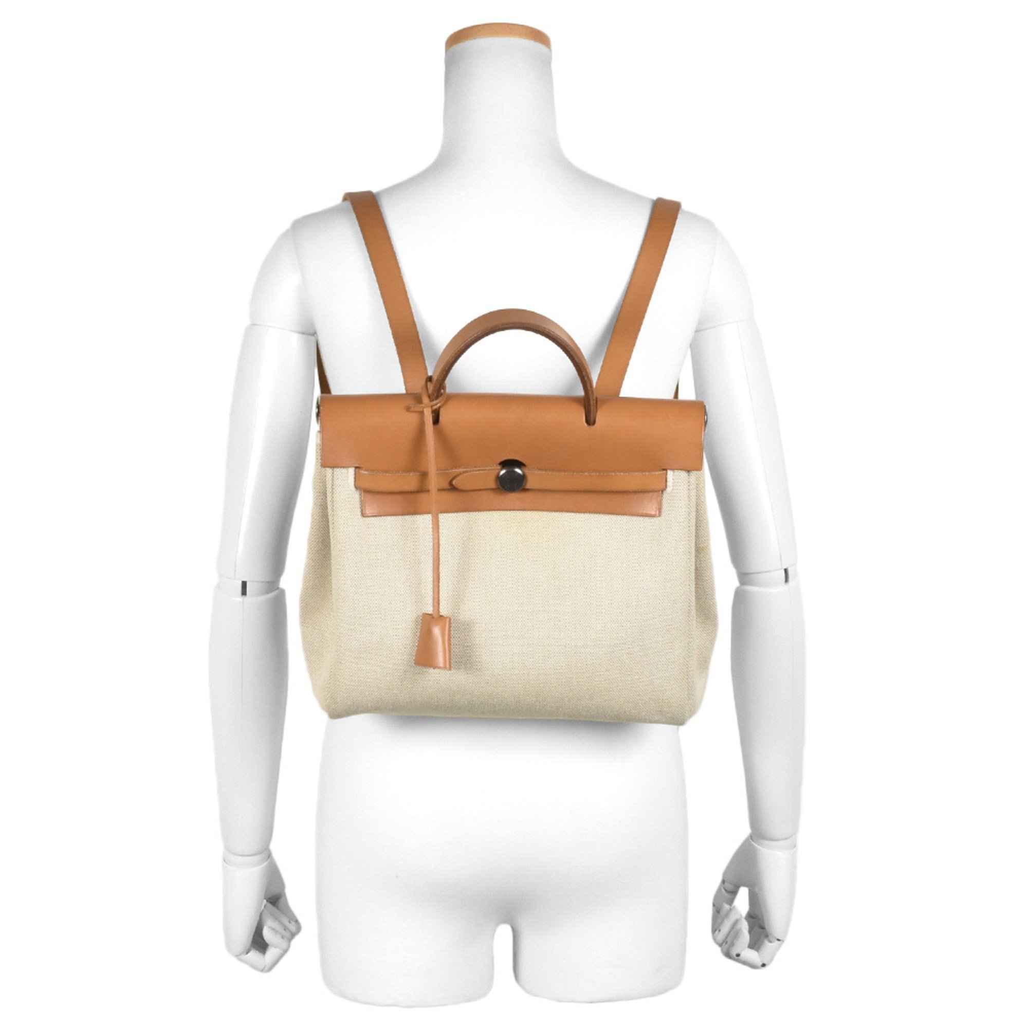 Hermes HERMES Airbag Ad Rucksack Daypack Backpack Toile H Leather □E Stamp Beige