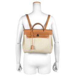 Hermes HERMES Airbag Ad Rucksack Daypack Backpack Toile H Leather □E Stamp Beige