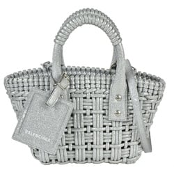 BALENCIAGA Bistro XXS Handbag 678028 Silver Shoulder Bag Basket Women's