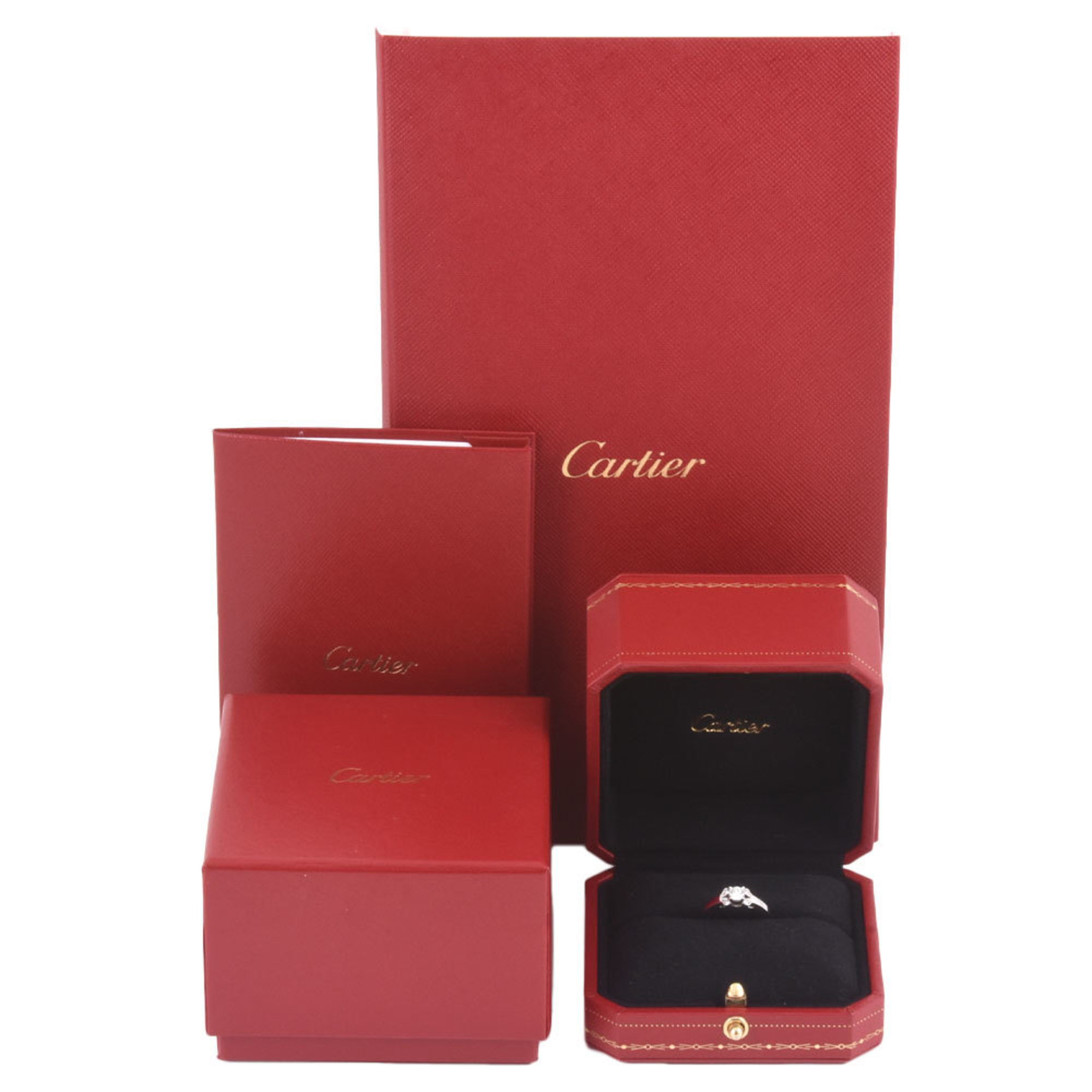 Cartier Ballerina Solitaire Ring Diamond #47 Pt950 E/VS2/VG Women's