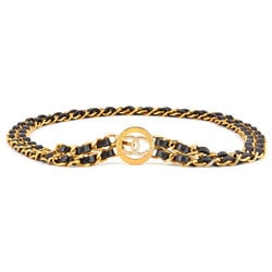 Chanel CHANEL Double Chain Belt Coco Mark Leather GP Gold Ladies