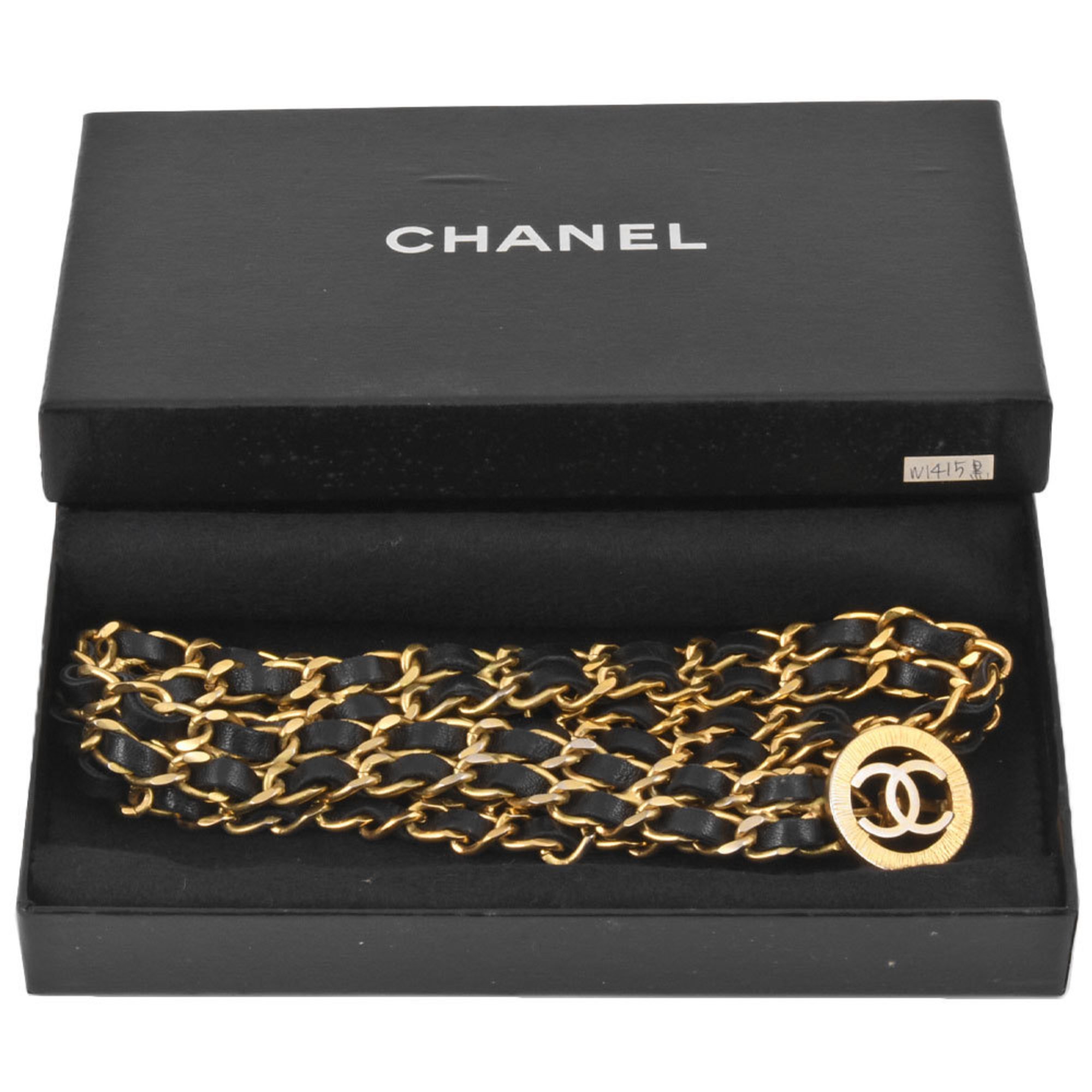 Chanel CHANEL Double Chain Belt Coco Mark Leather GP Gold Ladies