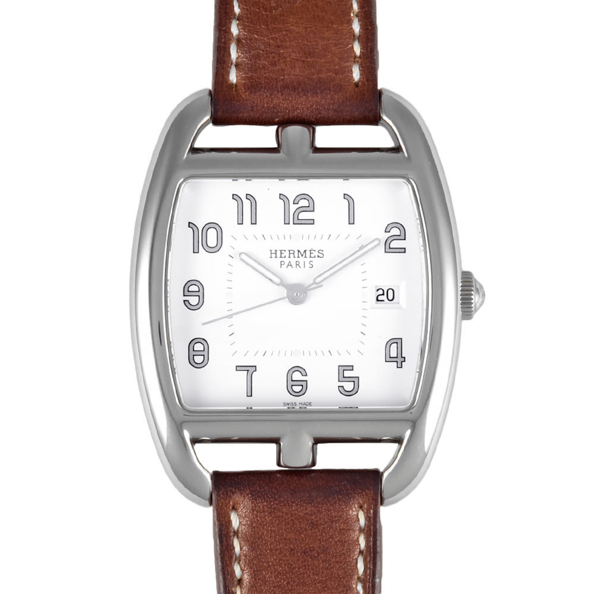 Hermes HERMES CT1.710 Cape Cod Tonneau Watch Quartz White Dial □Q Engraved Men's