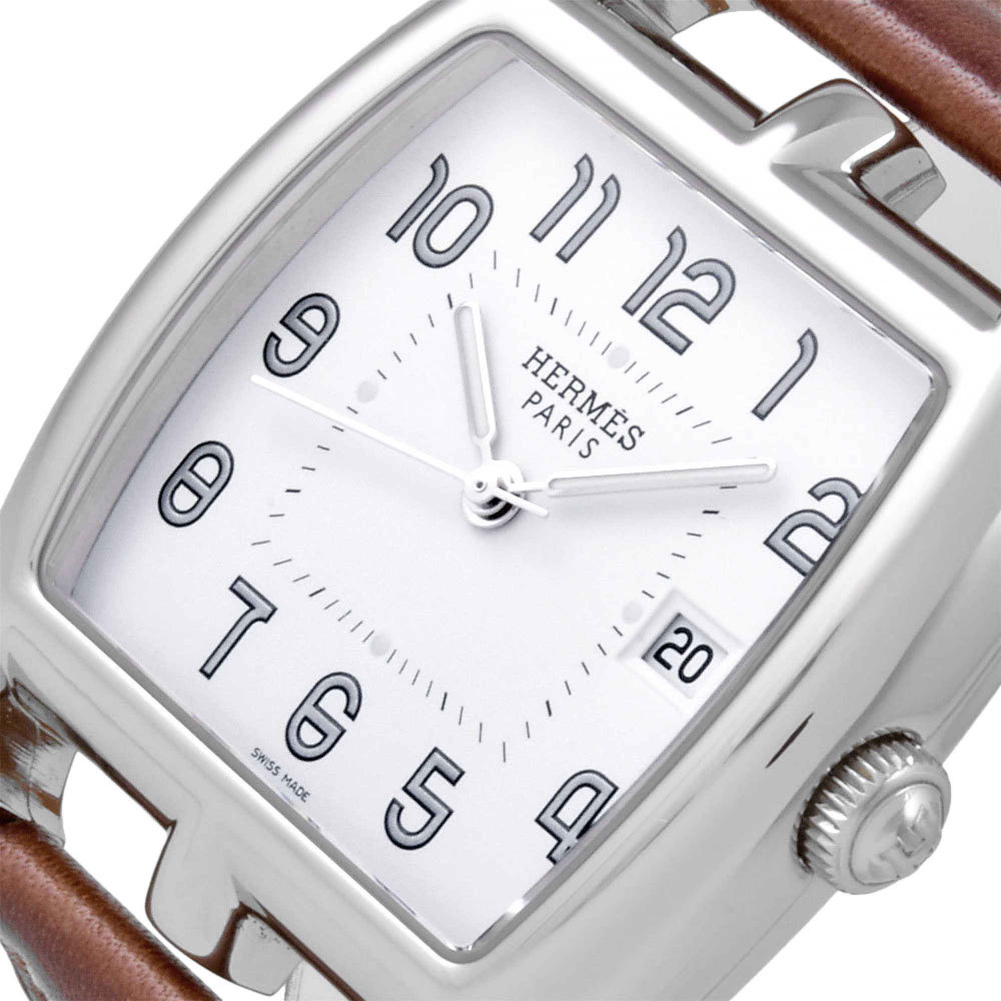 Hermes HERMES CT1.710 Cape Cod Tonneau Watch Quartz White Dial □Q Engraved Men's