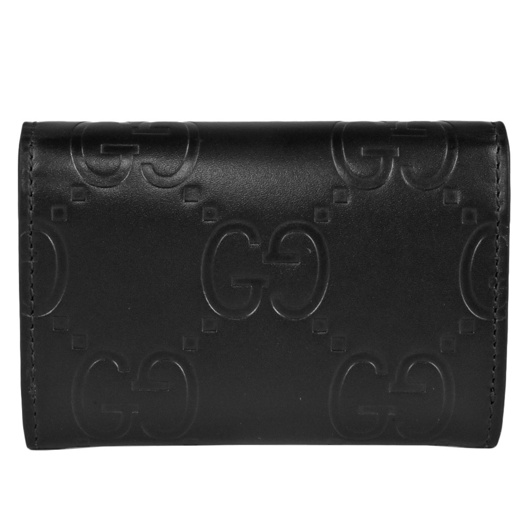 GUCCI GG Card Case Leather 772792 Black