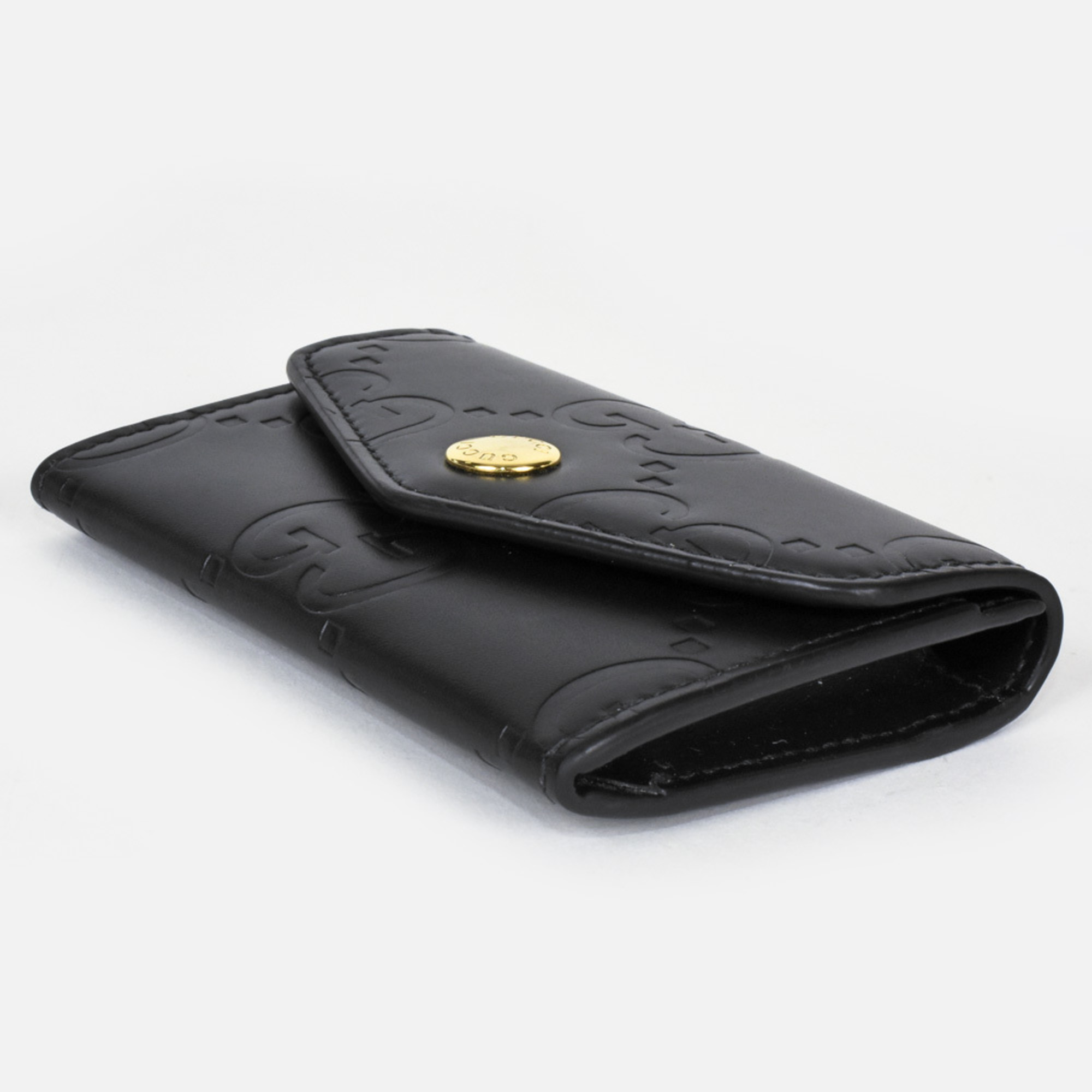 GUCCI GG Card Case Leather 772792 Black