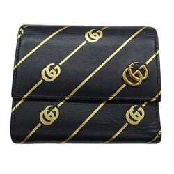 GUCCI Wallet for Women and Men, Tri-fold Wallet, GG Marmont Leather, Black Gold, 548076