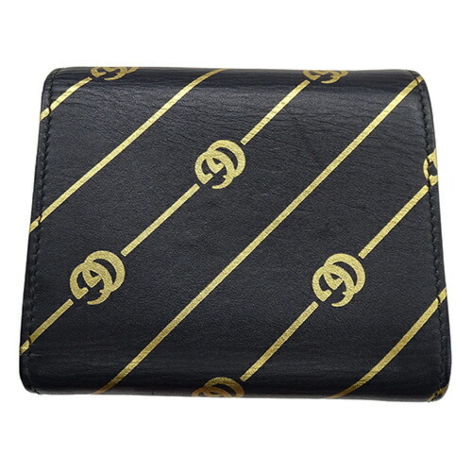 GUCCI Wallet for Women and Men, Tri-fold Wallet, GG Marmont Leather, Black Gold, 548076