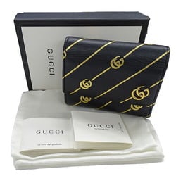 GUCCI Wallet for Women and Men, Tri-fold Wallet, GG Marmont Leather, Black Gold, 548076