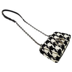 Christian Dior Dior Bag Women's Shoulder Canvas Karos Small Black White Houndstooth Chain