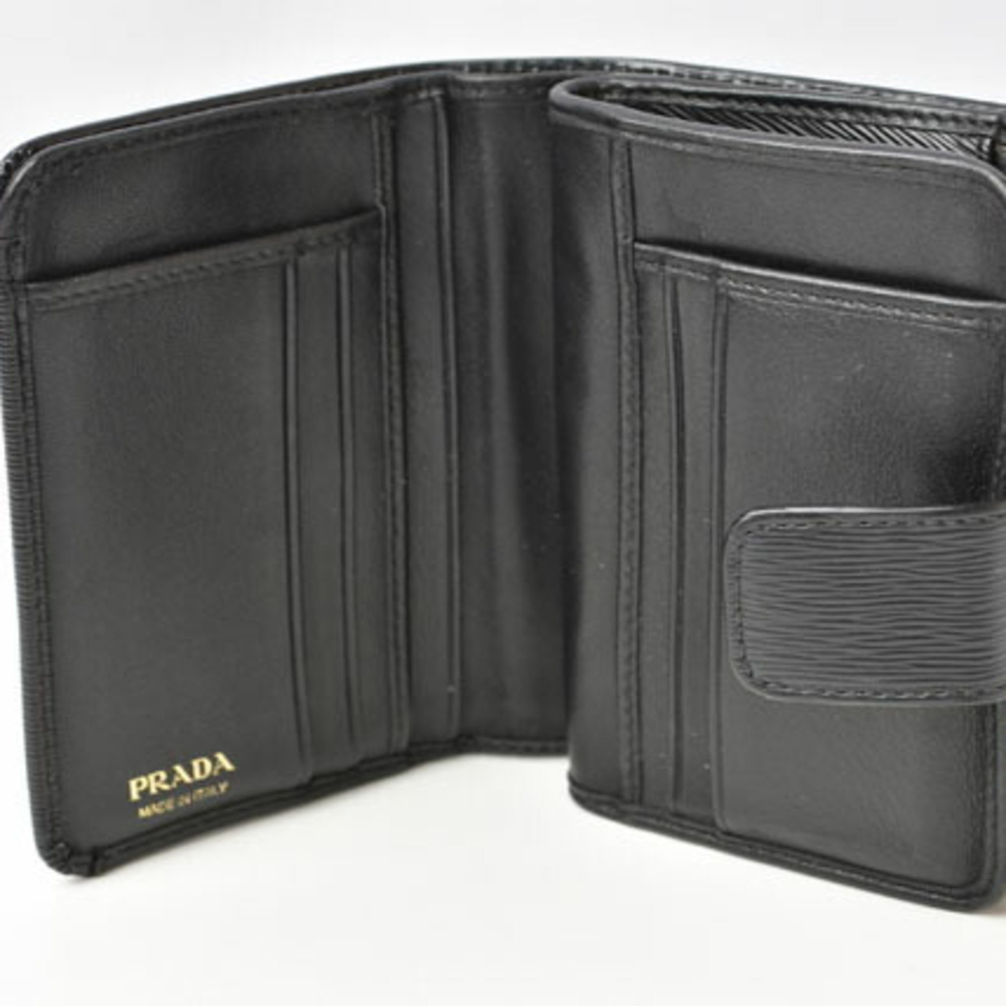 PRADA Wallet Bi-fold Leather NERO Black 1ML018