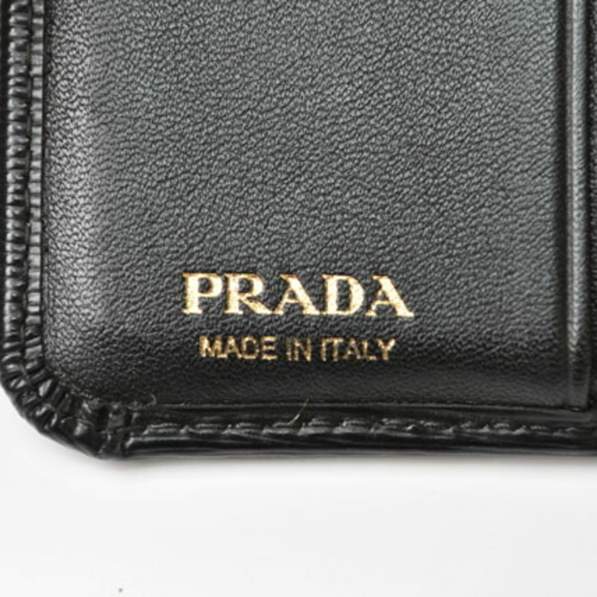 PRADA Wallet Bi-fold Leather NERO Black 1ML018