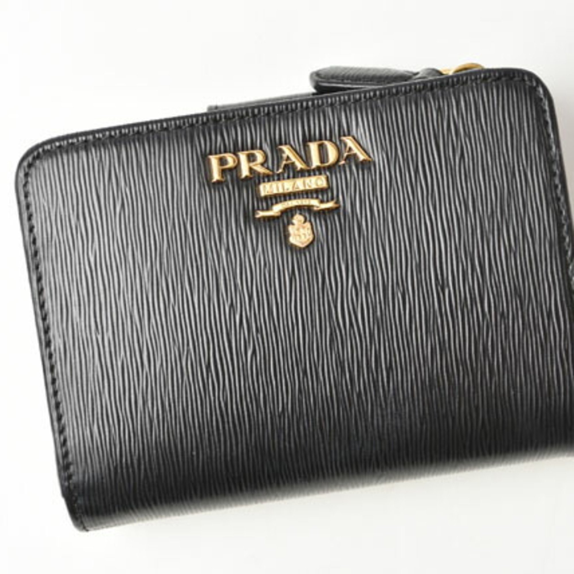 PRADA Wallet Bi-fold Leather NERO Black 1ML018