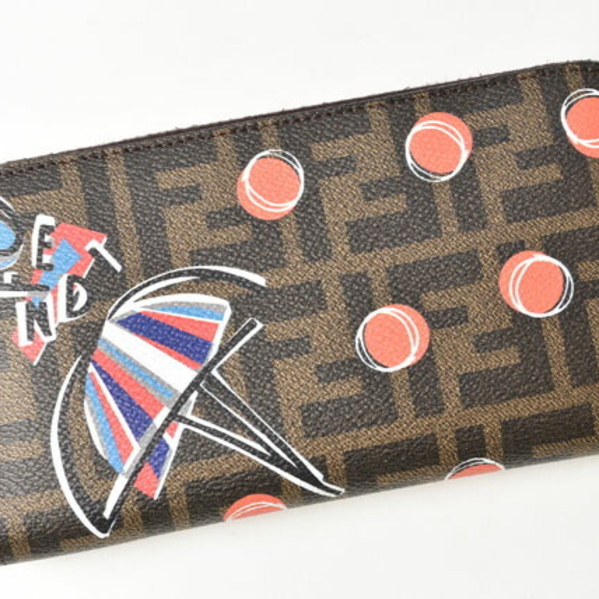 FENDI Wallet Long Round Zucca Pattern Parasol Ballerina 8M0299