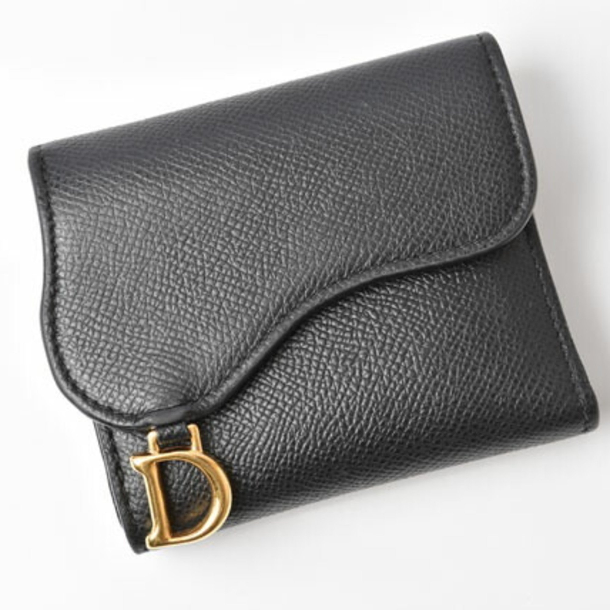 Christian Dior Wallet Tri-fold Saddle Lotus Navy