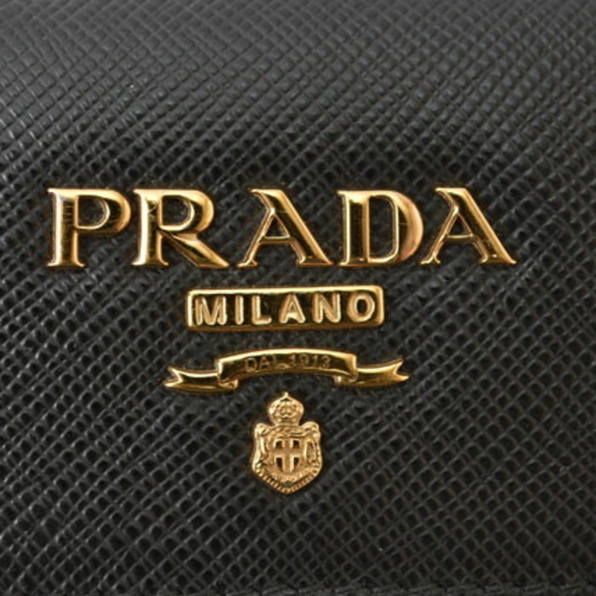 PRADA 6-ring key case, holder, 1PG222, SAFFIANO METAL, embossed leather, NERO, black, outlet