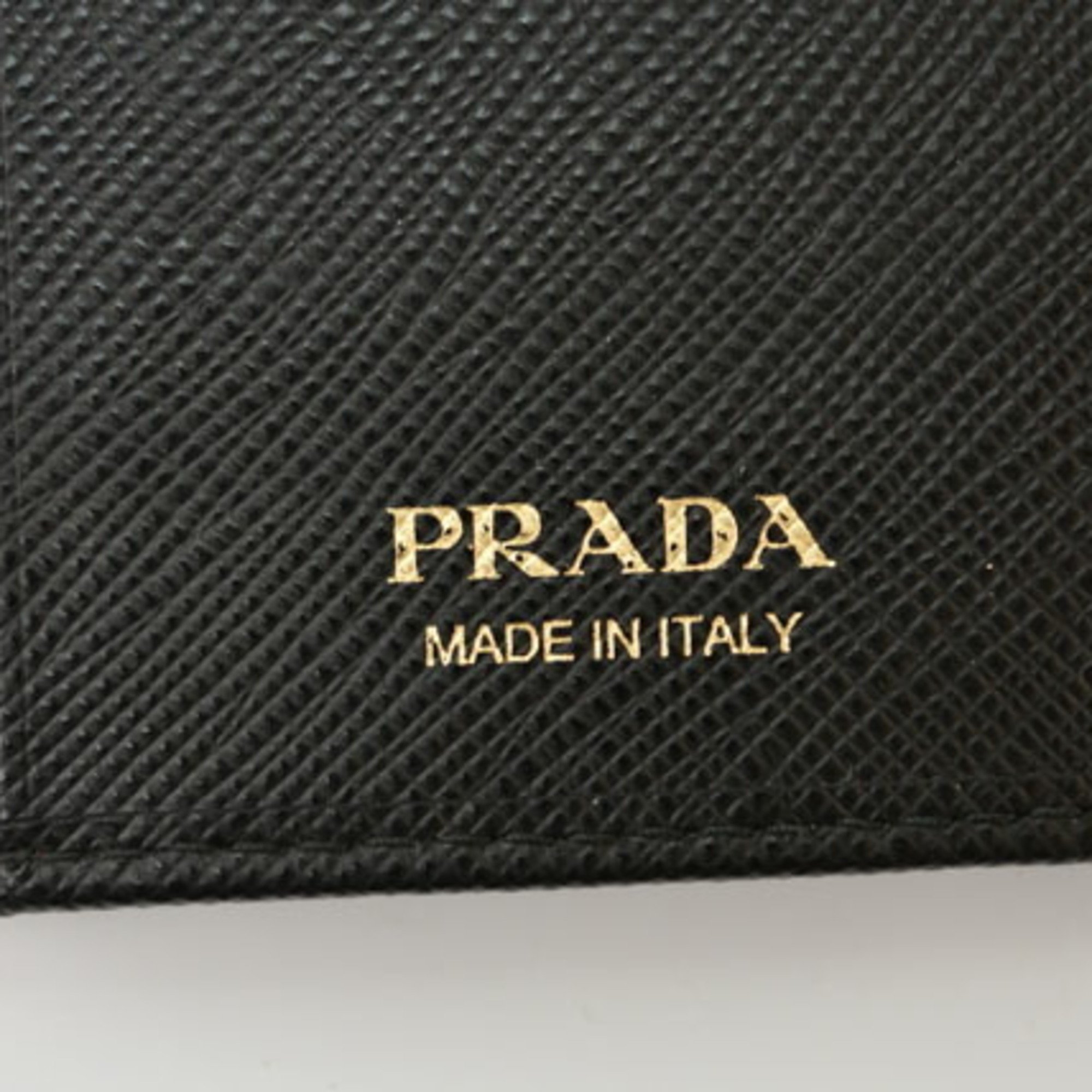 PRADA 6-ring key case, holder, 1PG222, SAFFIANO METAL, embossed leather, NERO, black, outlet