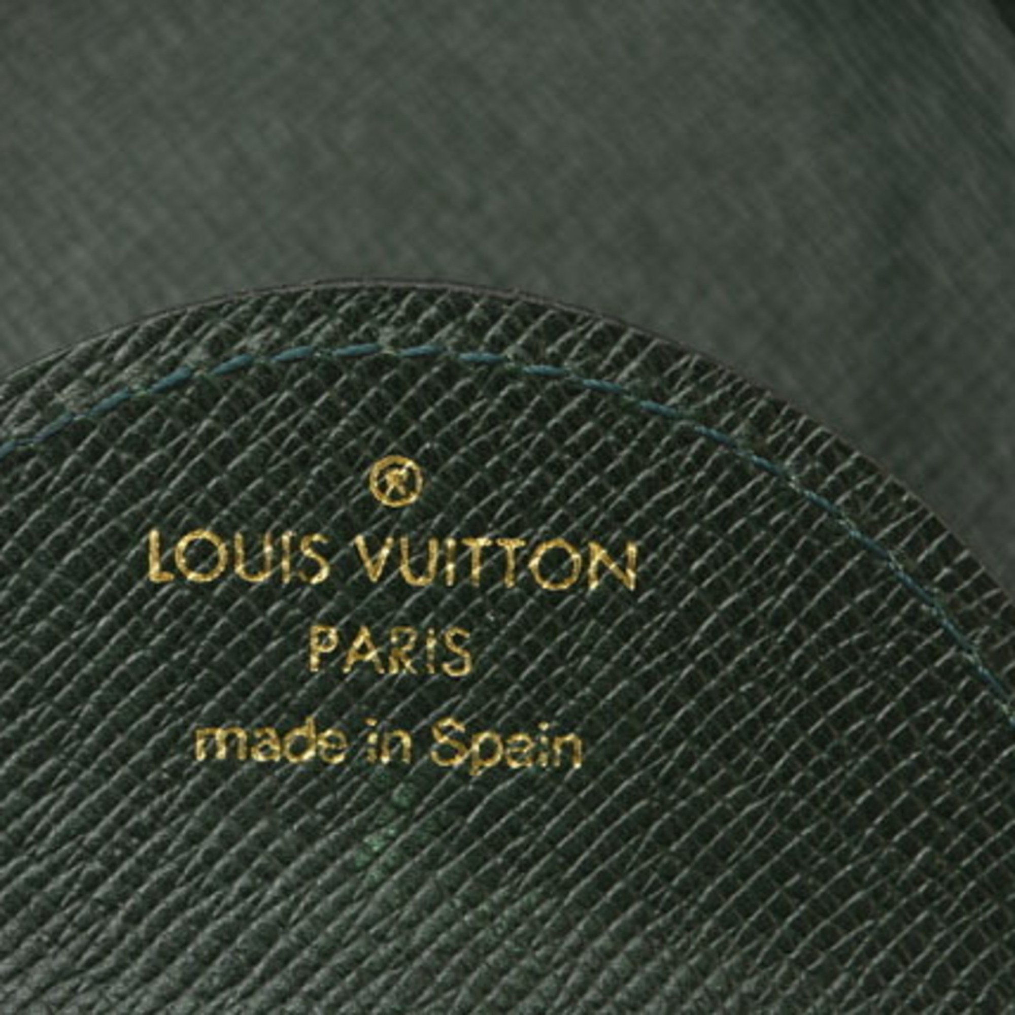 Louis Vuitton Coin Purse LOUIS VUITTON Portemonnay Cubetto Taiga M30374 Esepia Dark Green