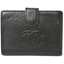 Chanel Wallet CHANEL Style Bi-Fold Caviar Skin Coco Mark Black