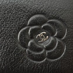 CHANEL Wallet Tri-fold Compact Camellia Lambskin Black