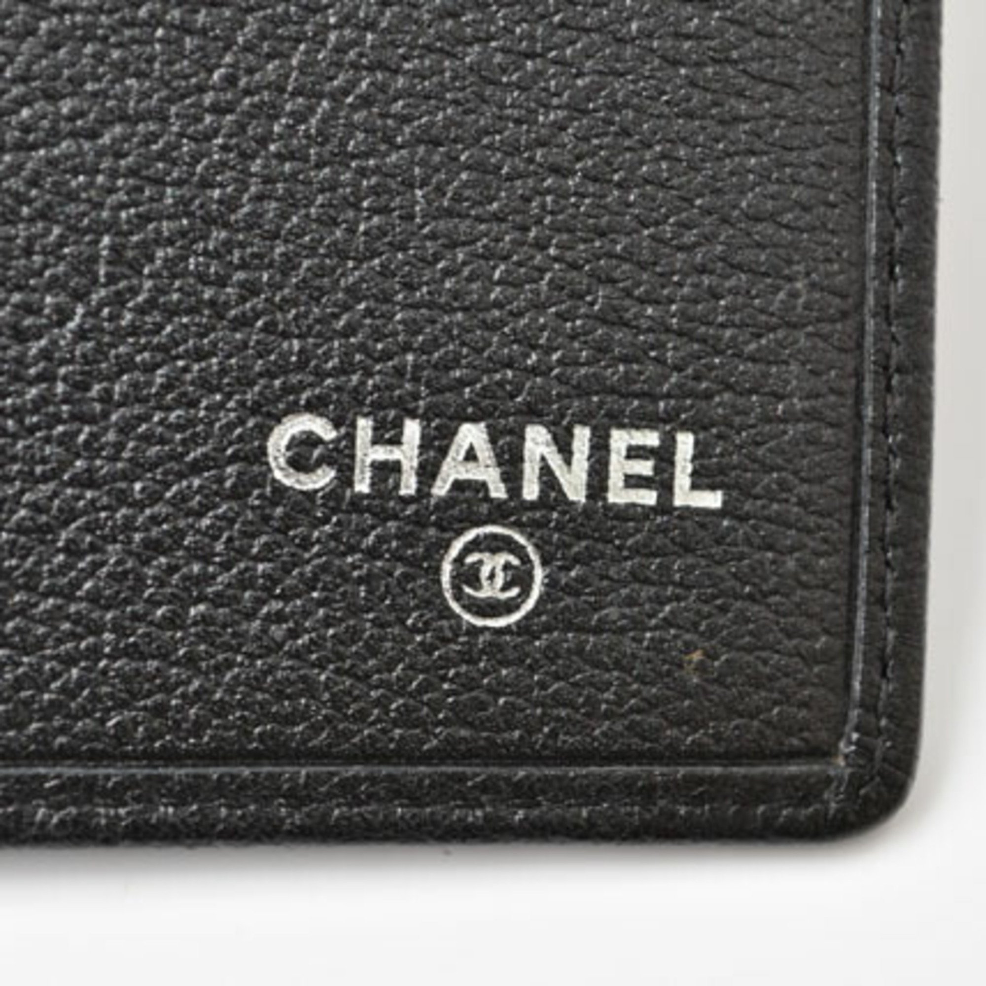 CHANEL Wallet Tri-fold Compact Camellia Lambskin Black