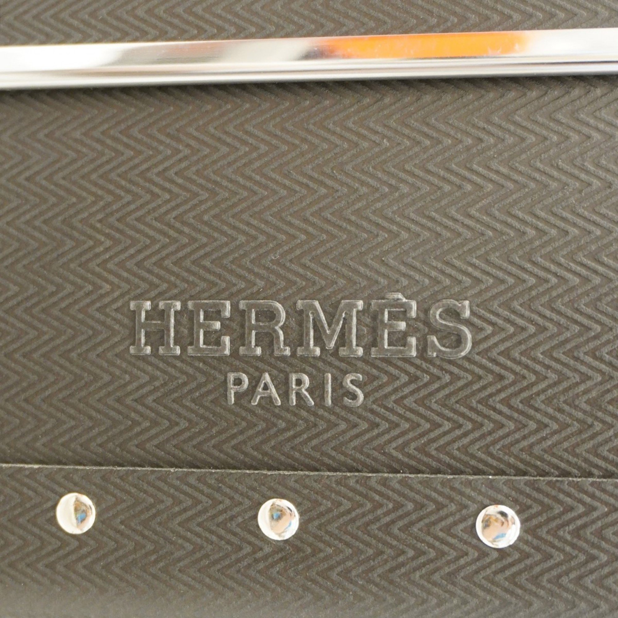 Hermes Attache Case Faubourg Express PM Vulcan Fiber Black Brown □L Engraved Men's