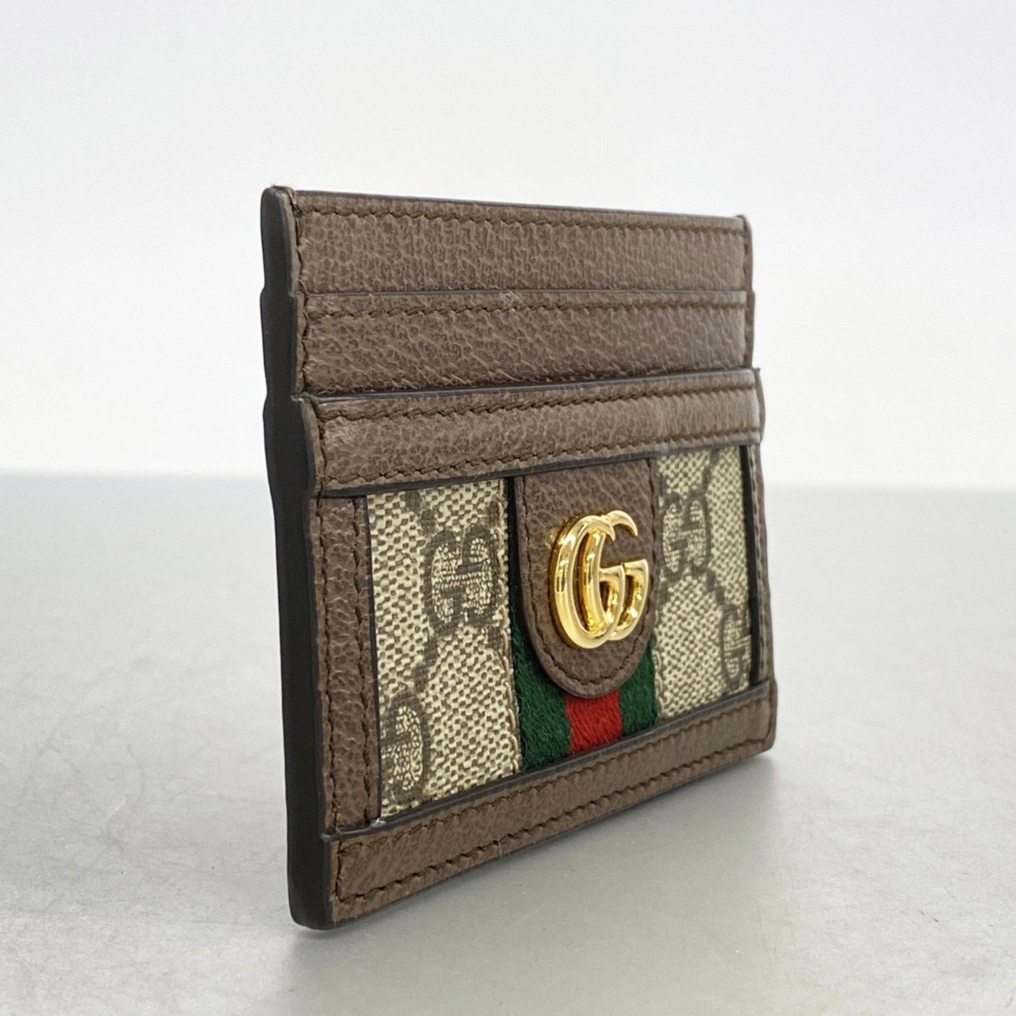 Gucci Business Card Holder/Card Case Ophidia 523159 Leather Beige Brown Men's Women's