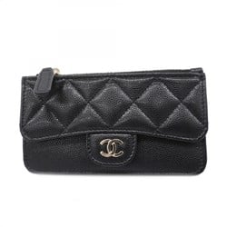 Chanel Wallet/Coin Case Matelasse Caviar Skin Black Champagne Ladies