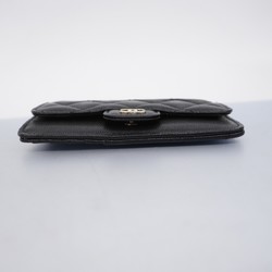 Chanel Wallet/Coin Case Matelasse Caviar Skin Black Champagne Ladies