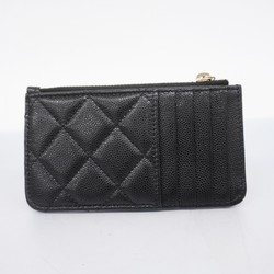 Chanel Wallet/Coin Case Matelasse Caviar Skin Black Champagne Ladies