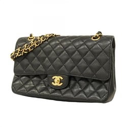 Chanel Shoulder Bag Matelasse Caviar Skin Black Women's