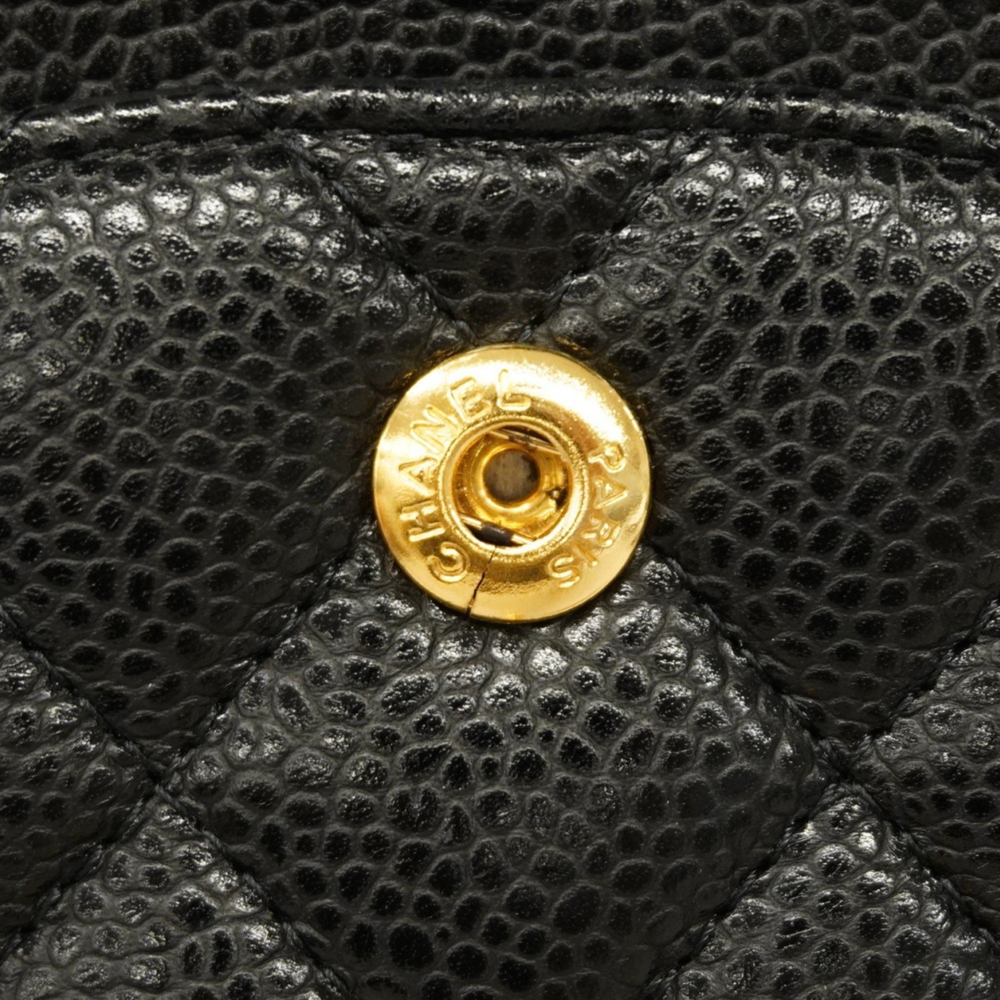 Chanel Shoulder Bag Matelasse Caviar Skin Black Women's